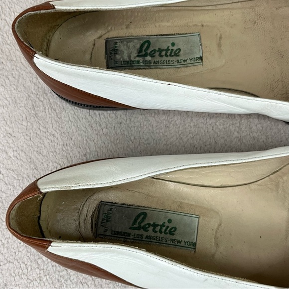 Vintage Bertie Leather Bow Flats Loafers-Cream/Brown-Women’s 7-Vtg-Retro-Classic - Picture 10 of 13